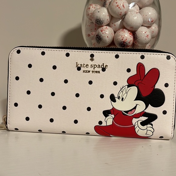 KATE SPADE DISNEY POLKA DOT LARGE CONTINENTAL WALLET Minnie Mouse - Picture 5 of 11